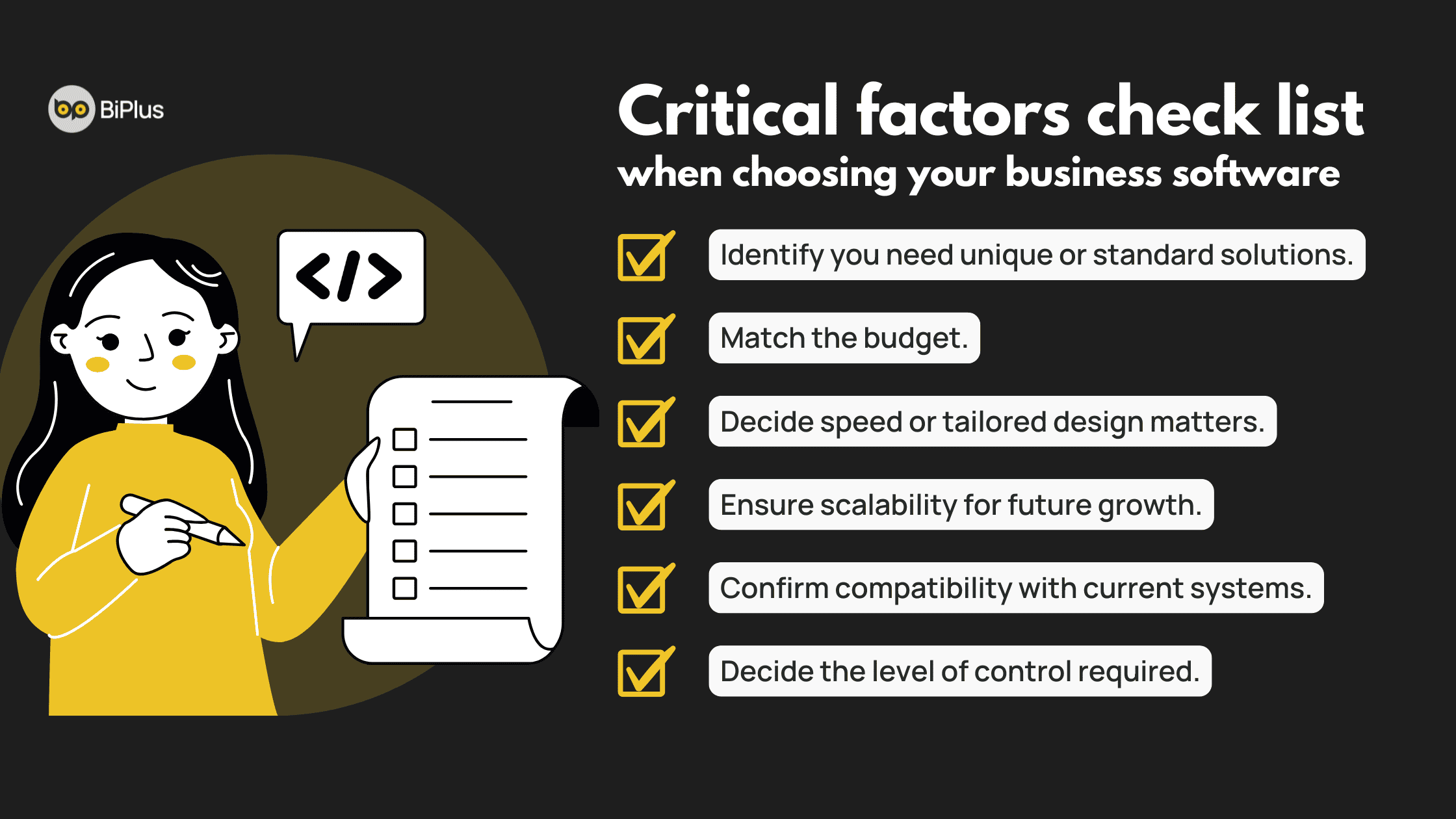 check list for choose the business software